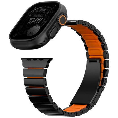 Remen UNIQ Strova Flex za Apple Watch 49mm / 46mm / 45mm / 44mm / 42mm Series, Crno Narančasta
