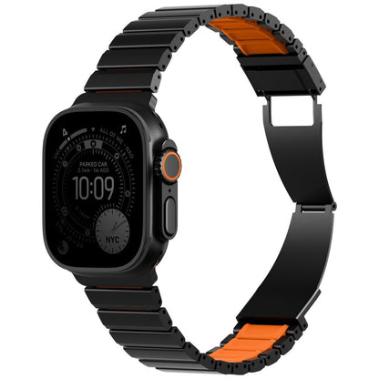 Remen UNIQ Strova Flex za Apple Watch 49mm / 46mm / 45mm / 44mm / 42mm Series, Crno Narančasta