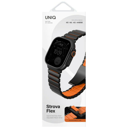Remen UNIQ Strova Flex za Apple Watch 49mm / 46mm / 45mm / 44mm / 42mm Series, Crno Narančasta