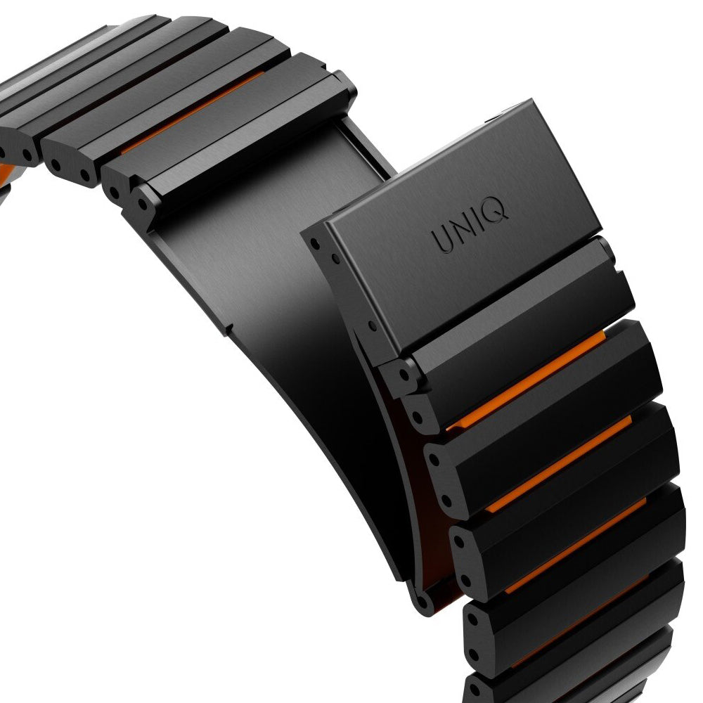 Remen UNIQ Strova Flex za Apple Watch 49mm / 46mm / 45mm / 44mm / 42mm Series, Crno Narančasta