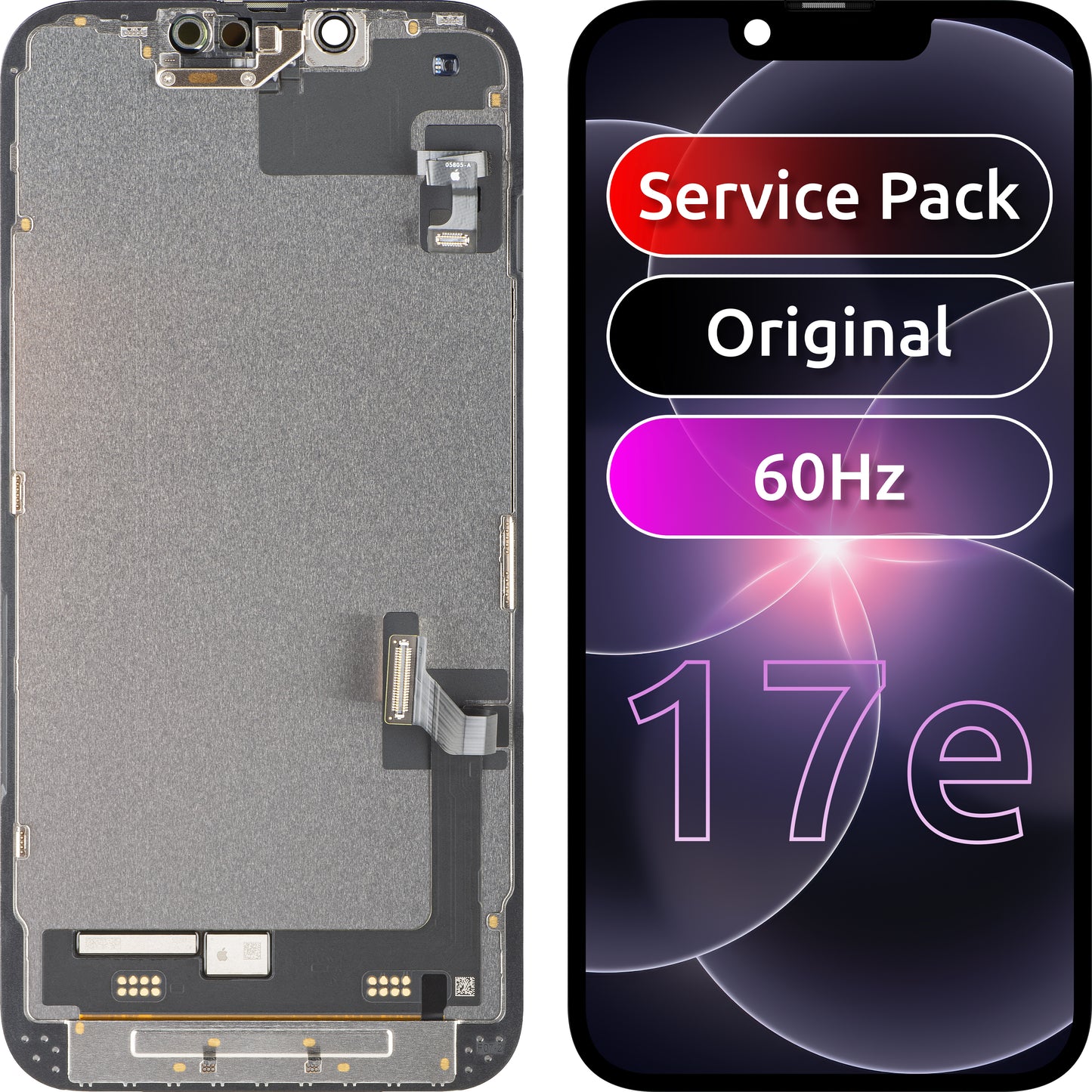 Zaslon s dodirnim zaslonom Apple iPhone 17e, s okvirom, crni, Service Pack 661-60211