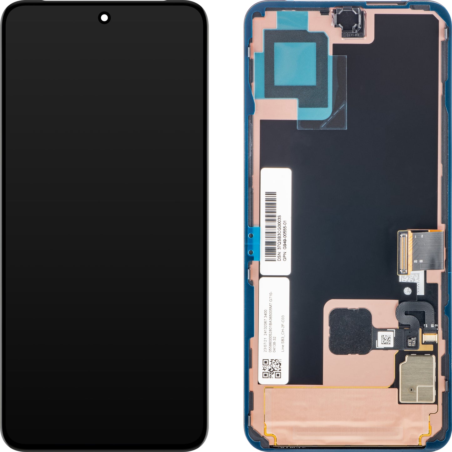Zaslon s dodirnim ekranom Google Pixel 8, s okvirom, crni (Obsidian), servisni paket G949-00555-01