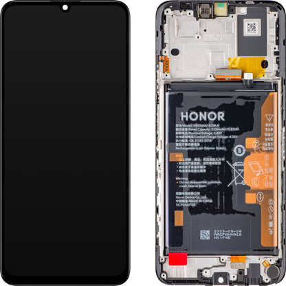 Zaslon s dodirnim ekranom Honor X7a, s okvirom i baterijom, crni (Midnight Black), servisni paket 0235AENA