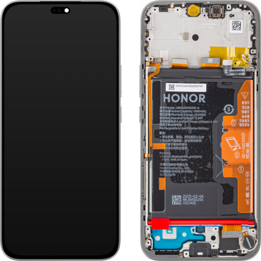 Zaslon s dodirnim ekranom Honor 400 Lite, s okvirom i baterijom, siva (Velvet Grey), Service Pack 0235ANTA