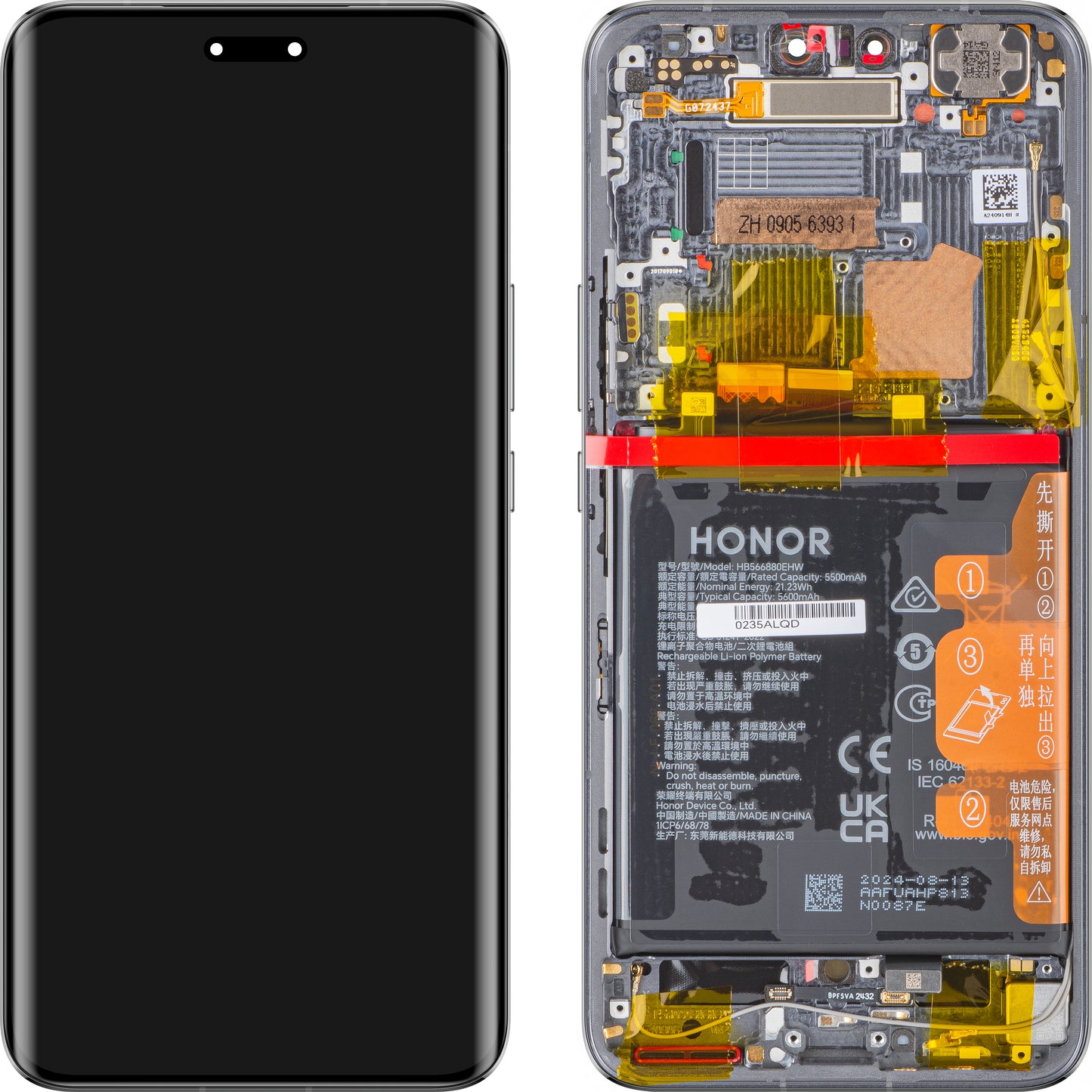 Display s Touchscreenom Honor Magic6 Pro, s Okvirom i Baterijom, Crni, Service Pack 0235ALQD