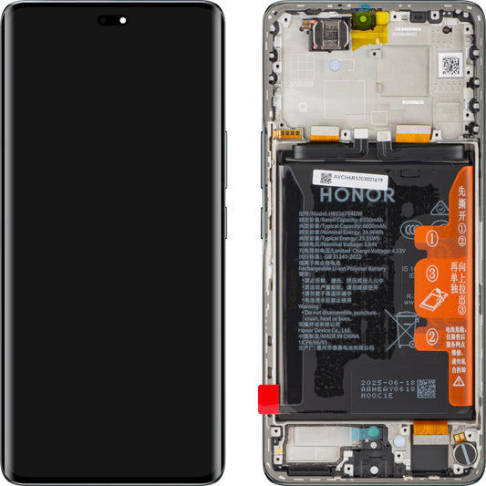 Zaslon s dodirnim zaslonom Honor Magic7 Lite, s okvirom i baterijom, crni (Titanium Black), Service Pack 0235AMQP