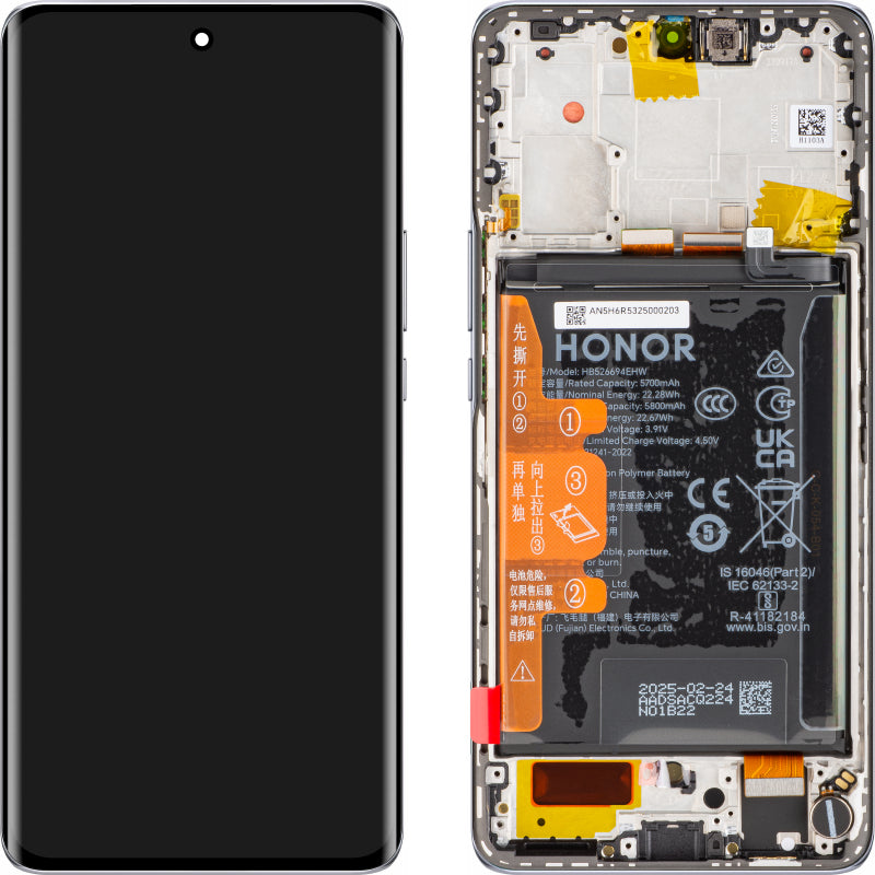 Display s Touchscreenom Honor X50, s Okvirom i Baterijom, Srebrni, Service Pack 0235AGJH