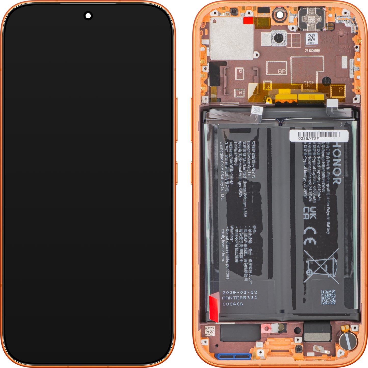 Zaslon s dodirnim zaslonom Honor 600, s okvirom i baterijom, narančasti, Service Pack 0235ATSP