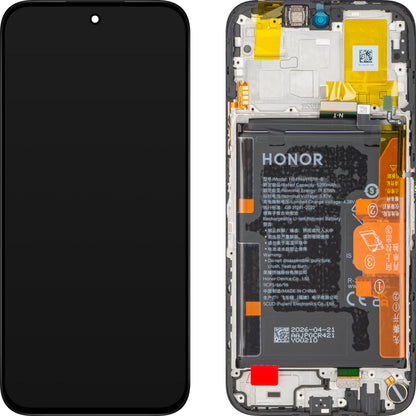 Zaslon s dodirnim zaslonom Honor X6c, s okvirom i baterijom, crni (Midnight Black), Service Pack 0235APGS