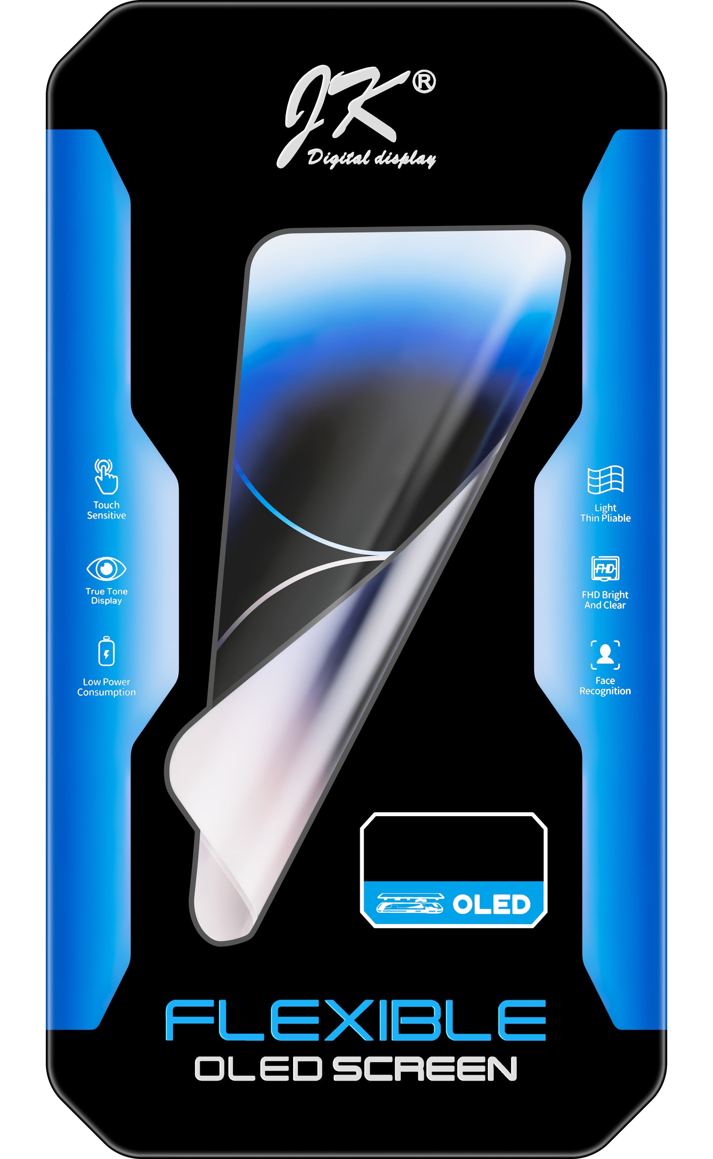 Zaslon s dodirnim ekranom JK za Apple iPhone 12 / 12 Pro, s okvirom, OLED IC Movable verzija, crni