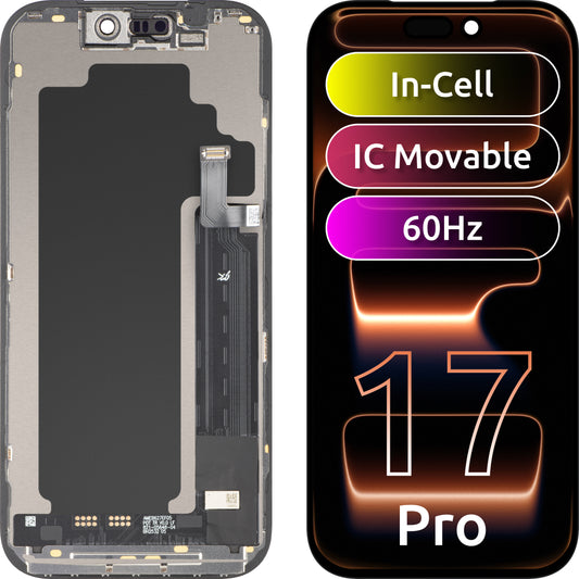 Zaslon s dodirnim zaslonom JK za Apple iPhone 17 Pro, s okvirom, verzija LCD In-Cell IC Movable, crna