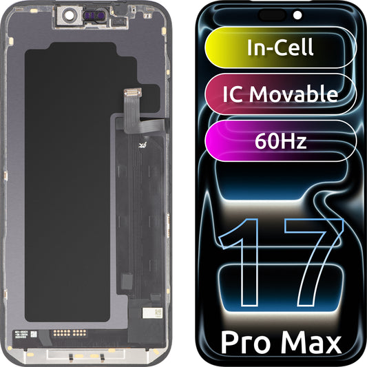 Zaslon s dodirnim zaslonom JK za Apple iPhone 17 Pro Max, s okvirom, verzija LCD In-Cell IC Movable, crna