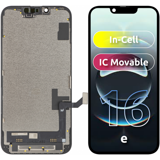 Zaslon s dodirnim zaslonom JK za Apple iPhone 16e, s okvirom, LCD In-Cell IC Movable verzija, Crna