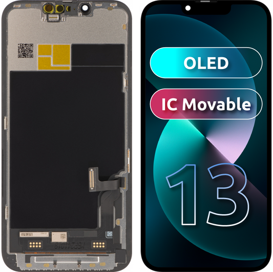 Zaslon s dodirnim ekranom JK za Apple iPhone 13, s okvirom, OLED IC Movable verzija, crni