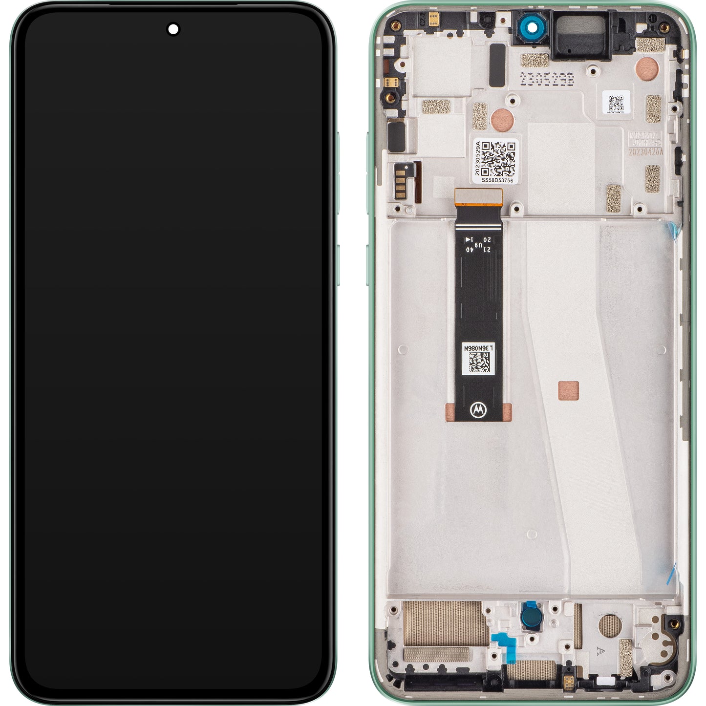Zaslon s dodirnim ekranom Motorola Edge 30 Neo, s okvirom, Zelena (Aqua Foam), Servisni paket 5D68C21406