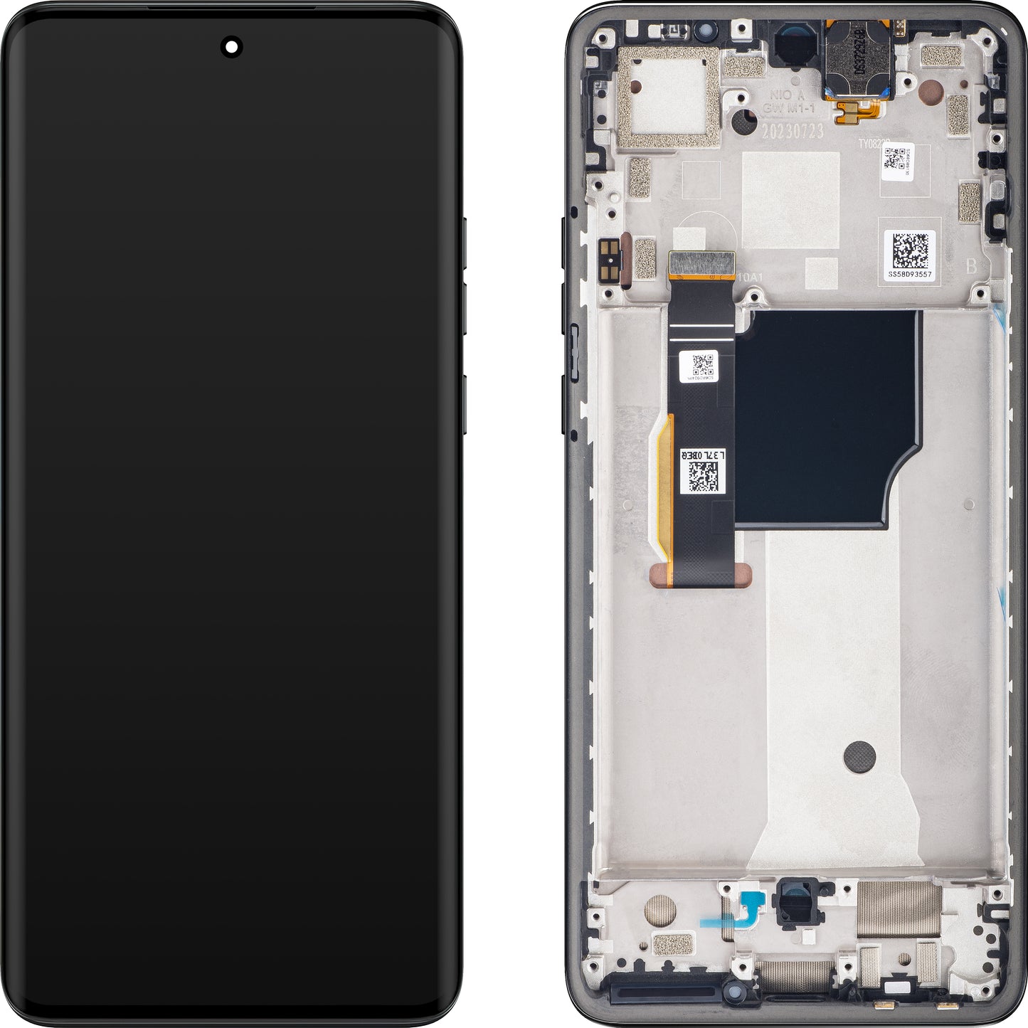 Zaslon s dodirnim zaslonom Motorola Edge 40 Neo, s okvirom, Verzija L3, Crna, Zamjena 5D68C23158