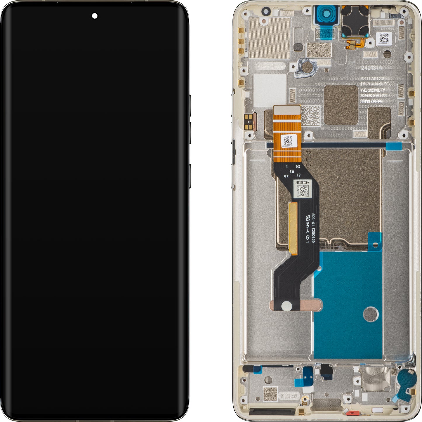 Zaslon s dodirnim ekranom Motorola Edge 50 Pro, s okvirom, sivi (Moonlight Pearl), servisni paket 5D68C24094