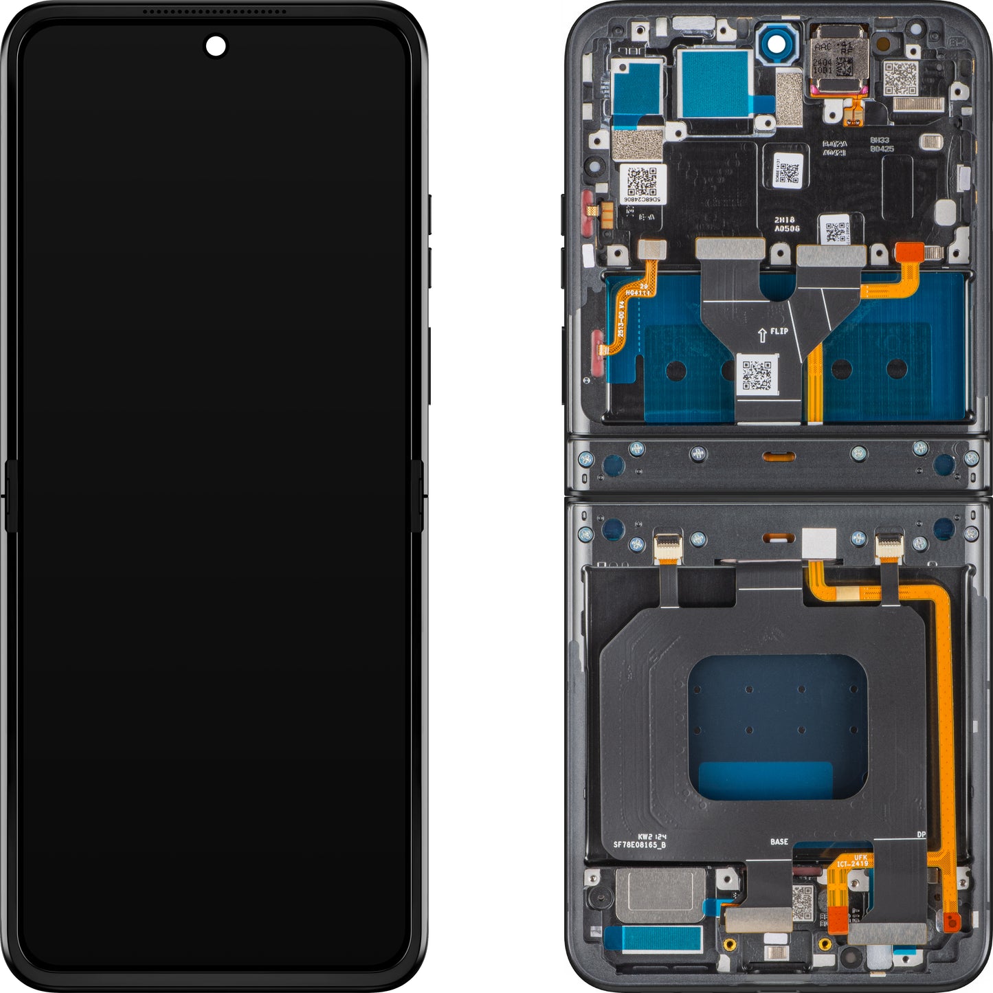 Display s Touchscreenom Motorola Razr 2024 / Razr 50, s Okvirom, Pod Unutrašnjost, Sivi (Steel Wool), Zamjena 5D68C24806