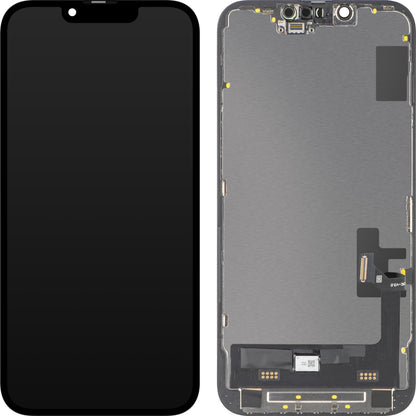 Zaslon s dodirnim zaslonom MP kompatibilan s Apple iPhone 14, s okvirom, Soft OLED FHD dijagnostička verzija, crni