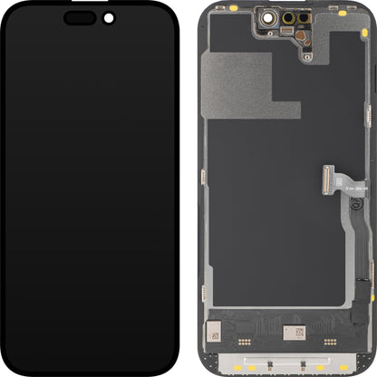 Zaslon s dodirnim zaslonom MP kompatibilan s Apple iPhone 14 Pro, s okvirom, Soft OLED verzija 120Hz FHD dijagnostika, crni