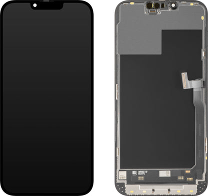 Zaslon s dodirnim zaslonom MP kompatibilan s Apple iPhone 13 Pro Max, s okvirom, verzija Soft OLED IC Movable 120Hz FHD, crna