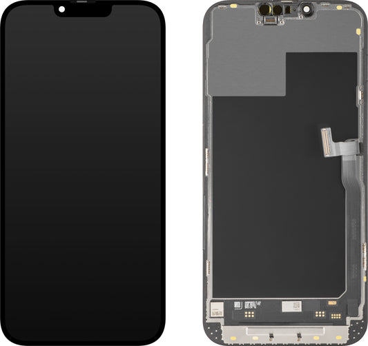 Zaslon s dodirnim zaslonom MP kompatibilan s Apple iPhone 13 Pro Max, s okvirom, verzija Soft OLED IC Movable 120Hz FHD, crna
