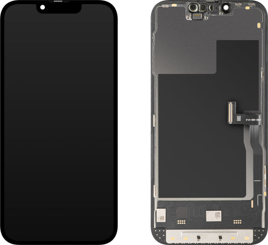 Zaslon s dodirnim zaslonom MP kompatibilan s Apple iPhone 13 Pro, s okvirom, Soft OLED IC Movable verzija 120Hz FHD, Crna