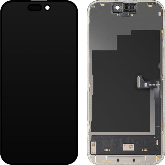 Zaslon s dodirnim zaslonom MP kompatibilan s Apple iPhone 15 Pro, s okvirom, verzija Soft OLED IC Movable 120Hz FHD, crna