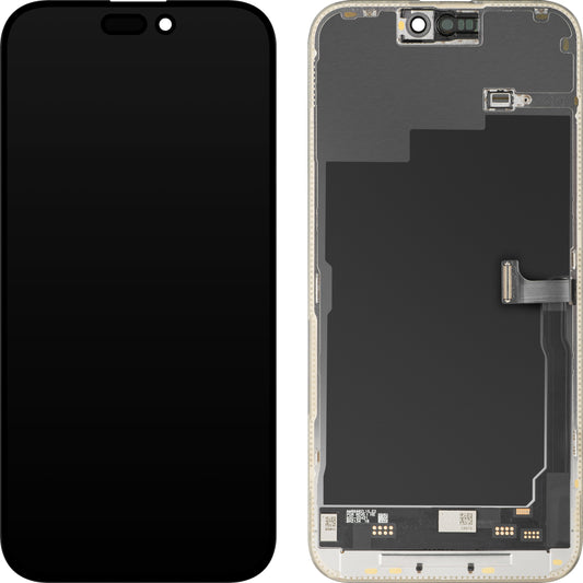 Zaslon s dodirnim zaslonom MP kompatibilan s Apple iPhone 15 Pro Max, s okvirom, Soft OLED IC Movable verzija 120Hz FHD, Crna