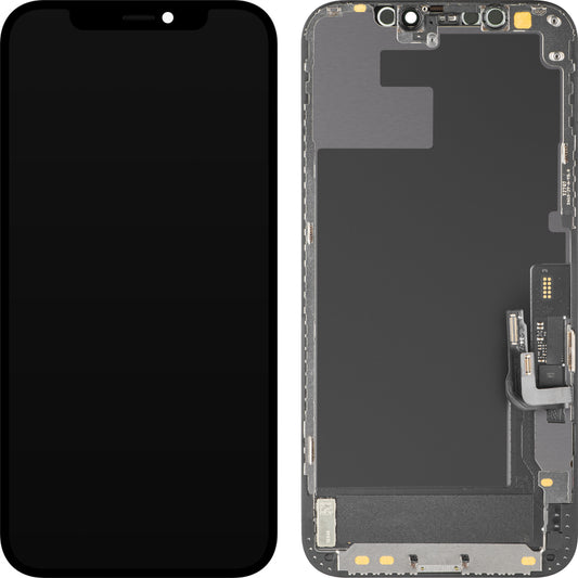 Display s Touchscreenom MP kompatibilan s Apple iPhone 12 / 12 Pro, s okvirom, Soft OLED IC Movable FHD verzija, Crni