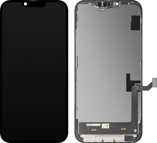 Zaslon s dodirnim zaslonom MP kompatibilan s Apple iPhone 14 Plus, s okvirom, verzija Soft OLED FHD IC Movable, crna