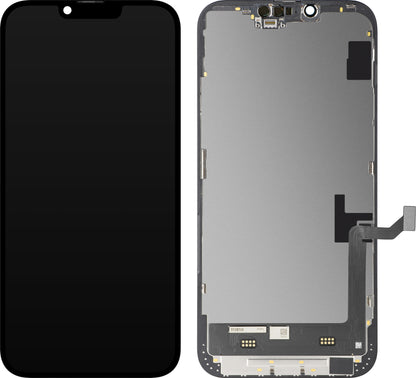 Zaslon s dodirnim zaslonom MP kompatibilan s Apple iPhone 14 Plus, s okvirom, verzija Soft OLED FHD IC Movable, crna