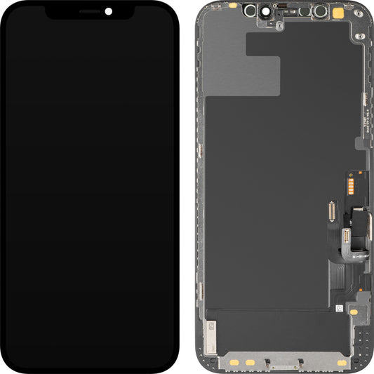 Zaslon s dodirnim zaslonom MP kompatibilan s Apple iPhone 12 / 12 Pro, s okvirom, OLED dijagnostička verzija, crni