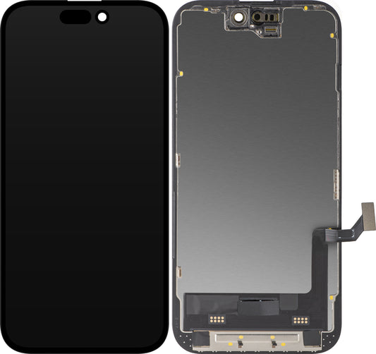 Zaslon s dodirnim ekranom MP kompatibilan s Apple iPhone 15, s okvirom, Soft OLED FHD dijagnostička verzija, crni