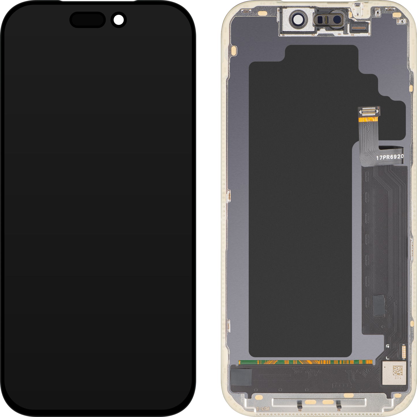 Zaslon s MP zaslonom osjetljivim na dodir kompatibilan s Apple iPhone 17 Pro, s okvirom, OLED FHD IC Movable verzija, Crna