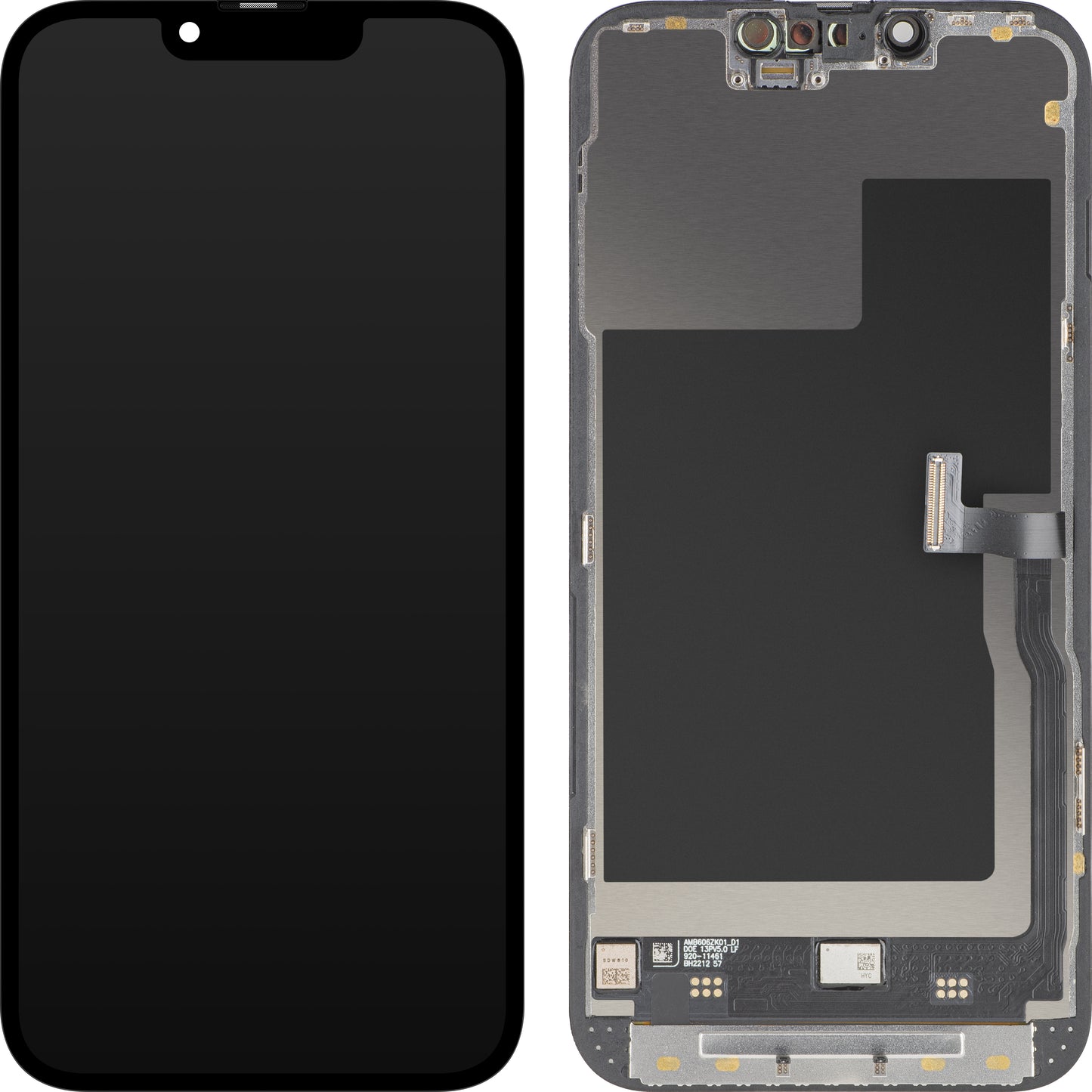 Zaslon s dodirnim zaslonom MP kompatibilan s Apple iPhone 13 Pro, s okvirom, Premium Soft OLED FHD 120Hz verzija, Crna