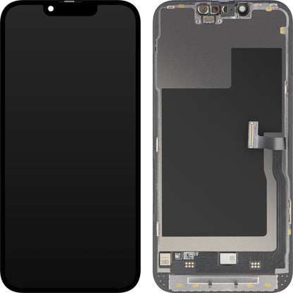 Zaslon s dodirnim zaslonom MP kompatibilan s Apple iPhone 13 Pro, s okvirom, Premium Soft OLED FHD 120Hz verzija, Crna
