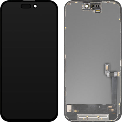 Zaslon s dodirnim zaslonom MP kompatibilan s Apple iPhone 16, s okvirom, Soft OLED FHD verzija 120Hz IC Movable, Crni
