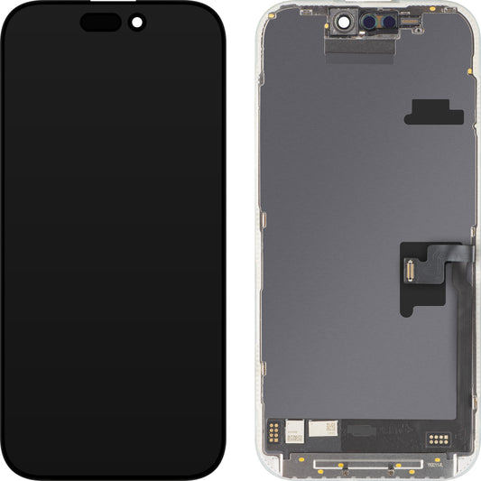 Zaslon s dodirnim zaslonom MP kompatibilan s Apple iPhone 16 Pro, s okvirom, Soft OLED FHD verzija 120Hz IC Movable, Crni