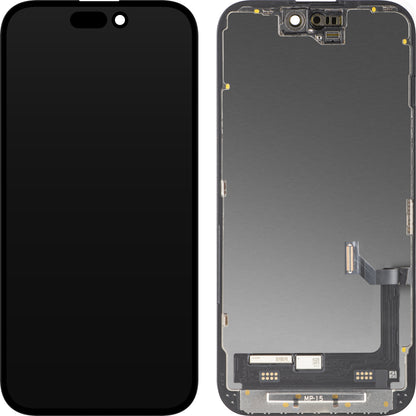 Zaslon s MP zaslonom osjetljivim na dodir kompatibilan s Apple iPhone 15, s okvirom, Premium Soft OLED FHD 120Hz Dijagnostička verzija, Crna