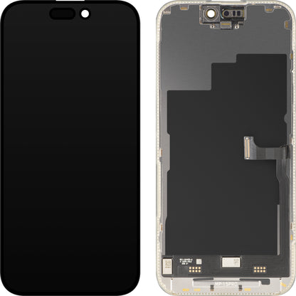 Zaslon s MP zaslonom osjetljivim na dodir kompatibilan s Apple iPhone 15 Pro, s okvirom, Premium Soft OLED FHD 120Hz Dijagnostika, Crna