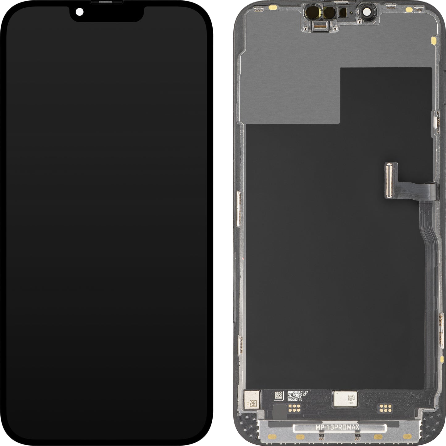 Zaslon s MP zaslonom osjetljivim na dodir kompatibilan s Apple iPhone 13 Pro Max, s okvirom, Premium Soft OLED FHD 120Hz Dijagnostička verzija, Crna