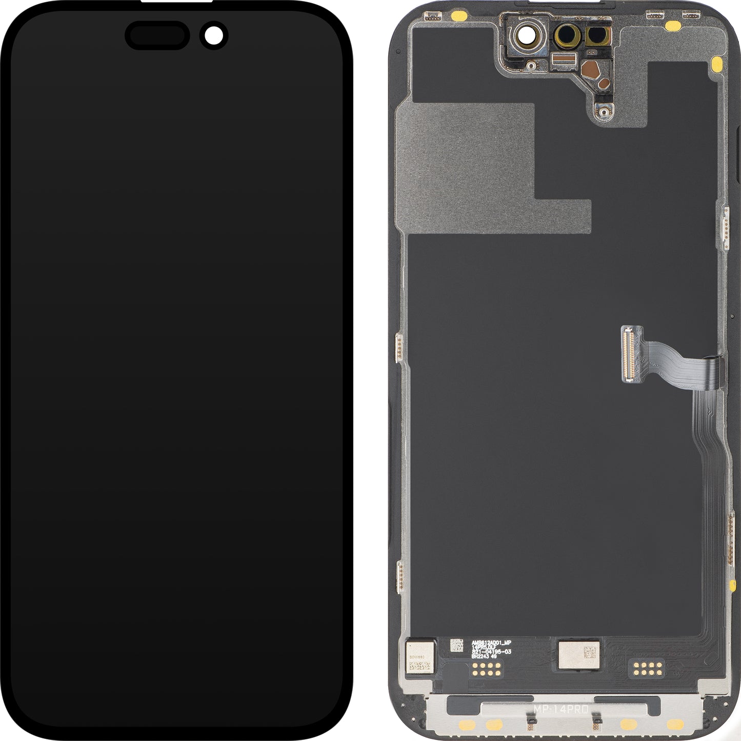 Zaslon s MP zaslonom osjetljivim na dodir kompatibilan s Apple iPhone 14 Pro, s okvirom, Premium Soft OLED FHD 120Hz Dijagnostika, Crna