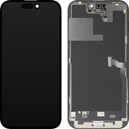 Zaslon s MP zaslonom osjetljivim na dodir kompatibilan s Apple iPhone 14 Pro, s okvirom, Premium Soft OLED FHD 120Hz Dijagnostika, Crna