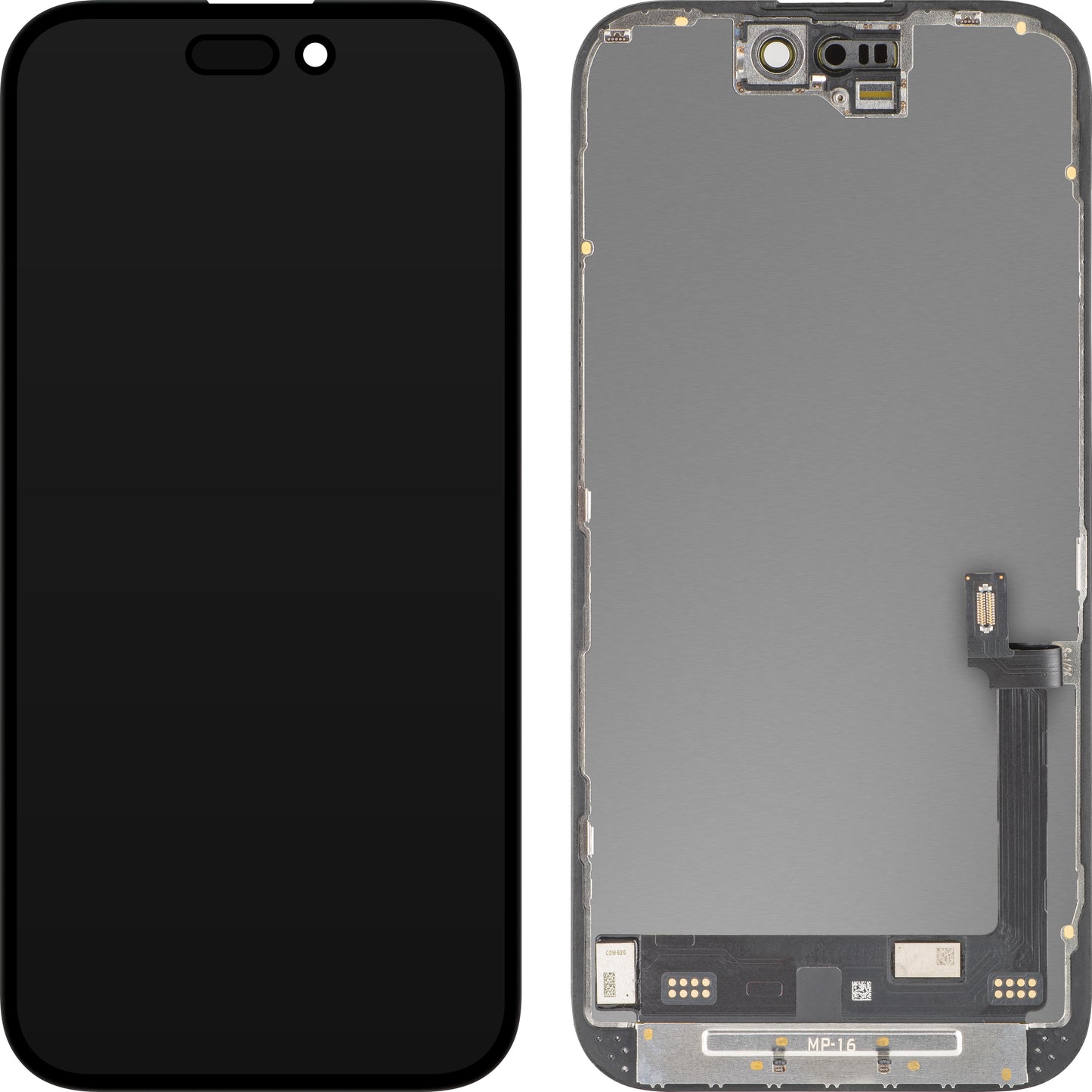 Zaslon s MP zaslonom osjetljivim na dodir kompatibilan s Apple iPhone 16, s okvirom, Premium Soft OLED FHD dijagnostička verzija, crna