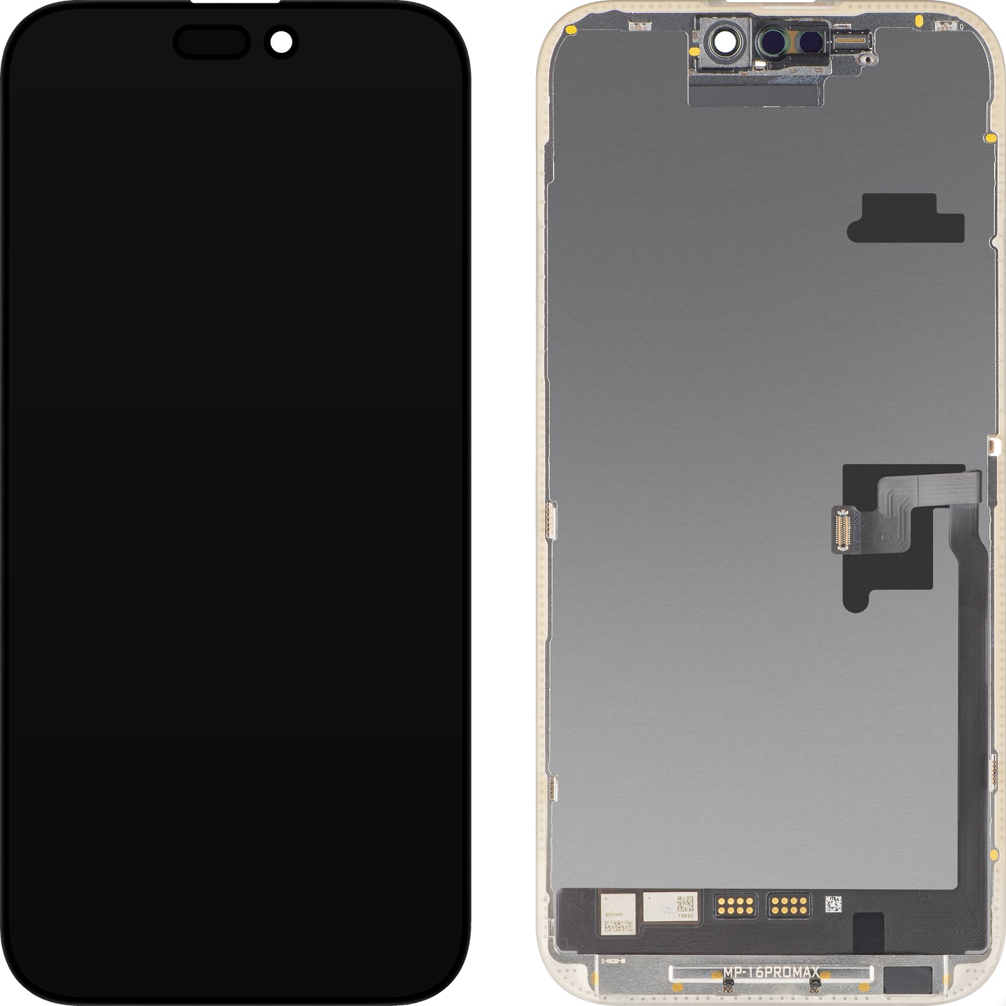 Zaslon s MP zaslonom osjetljivim na dodir kompatibilan s Apple iPhone 16 Pro Max, s okvirom, Soft OLED FHD dijagnostička verzija, crna