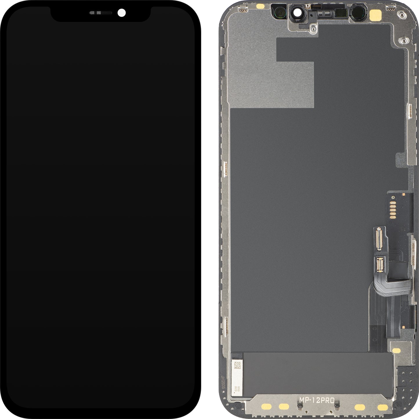 Zaslon s dodirnim ekranom MP kompatibilan s Apple iPhone 12 / 12 Pro, s okvirom, OLED FHD IC Movable verzija, crna