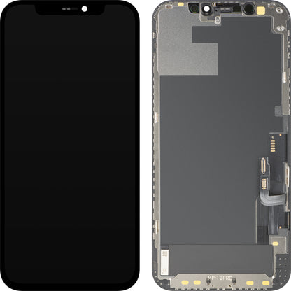 Zaslon s dodirnim ekranom MP kompatibilan s Apple iPhone 12 / 12 Pro, s okvirom, OLED FHD IC Movable verzija, crna