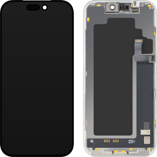 Zaslon s MP zaslonom osjetljivim na dodir kompatibilan s Apple iPhone 17 Pro, s okvirom, Soft OLED FHD 120Hz Dijagnostička verzija, Crna