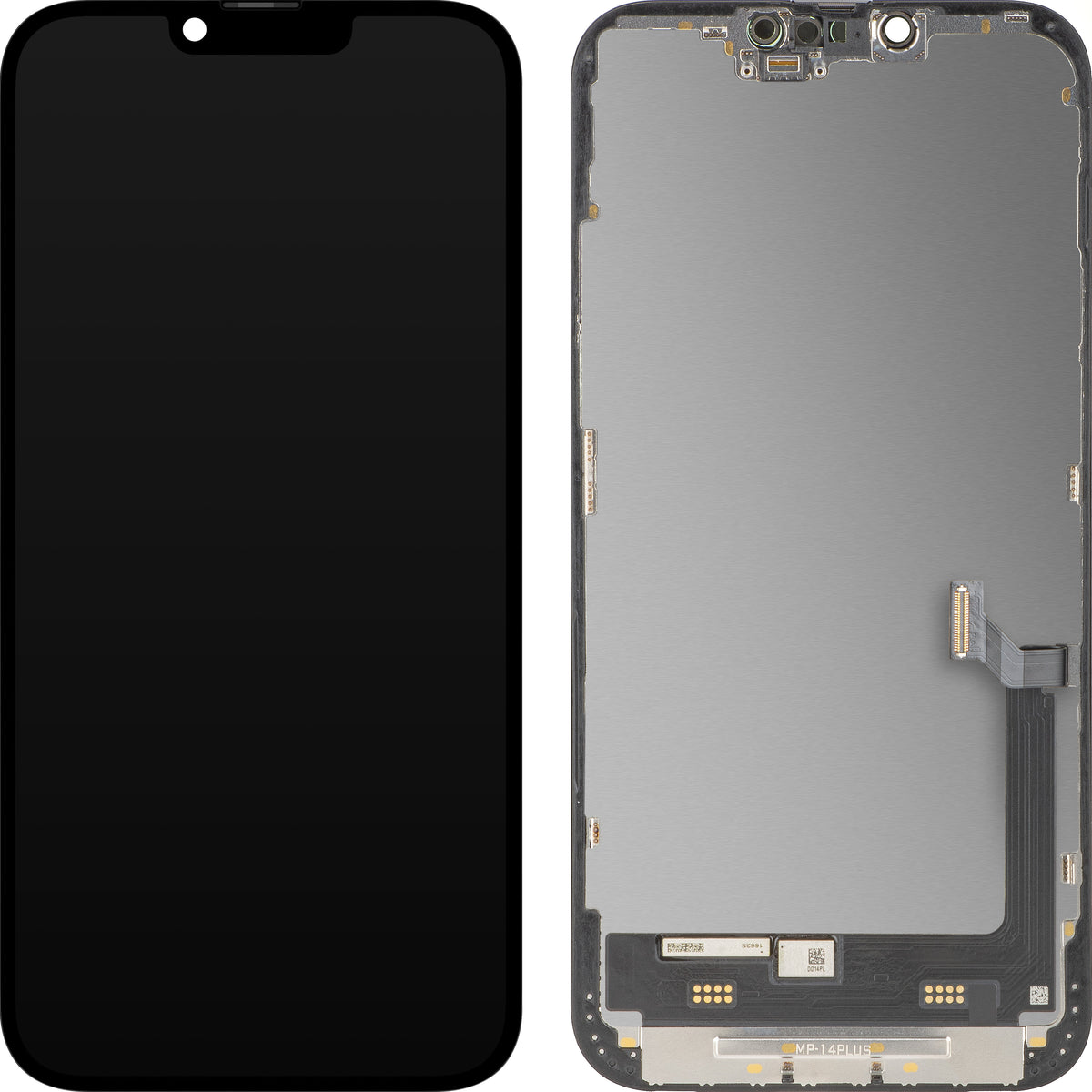 Zaslon s MP zaslonom osjetljivim na dodir kompatibilan s Apple iPhone 14 Plus, s okvirom, Premium Soft OLED FHD 120Hz Dijagnostička verzija, Crna
